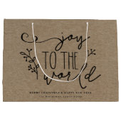 Aangepersonaliseerde Rustic Merry kerst Kraft-naam Groot Cadeauzakje (Achterkant)