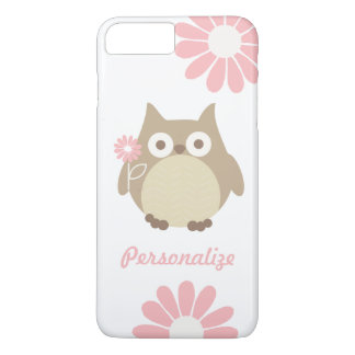 Aangepersonaliseerde stekker en roze bloemen 	iPhone 8 plus / 7 plus hoesje