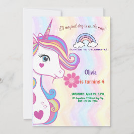 Aangepersonaliseerde Unicorn Birthday Uitnodiging