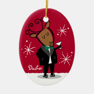 Aangepersonaliseerde versiering van Dasher Reindee Keramisch Ornament