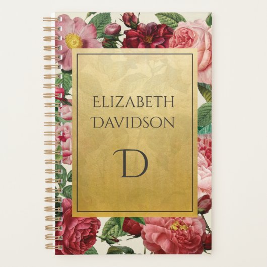 Aangepersonaliseerde Vintage Floral Elegance Planner (Voorkant)