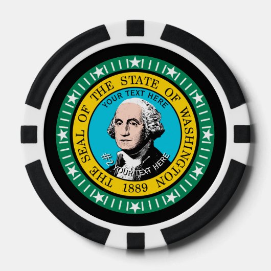 Aangepersonaliseerde Washington State Flag op een Poker Chips (Voorkant)