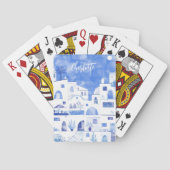 Aangepersonaliseerde Waterverf Santorini Pokerkaarten (Achterkant)
