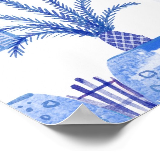 Aangepersonaliseerde Waterverf Santorini Poster (Hoek)