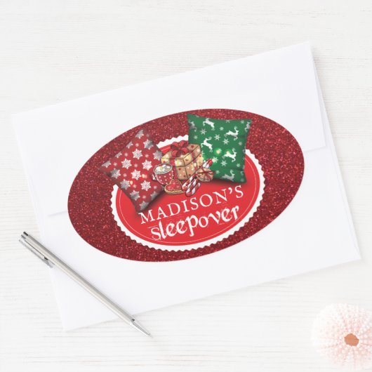 Aangepersonaliseerde winterslaapstand ovale sticker (Envelop)