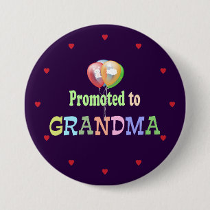Aangepromoot naar oma, de viering van ballonnen ronde button 7,6 cm