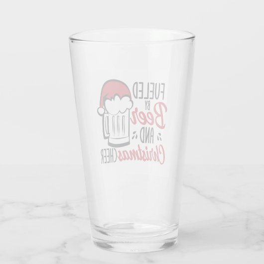 Aangewakkerd door Bier en Kerstmis Cheer Glas (Achterkant)