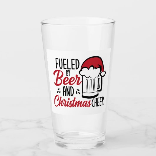 Aangewakkerd door Bier en Kerstmis Cheer Glas (Voorkant)