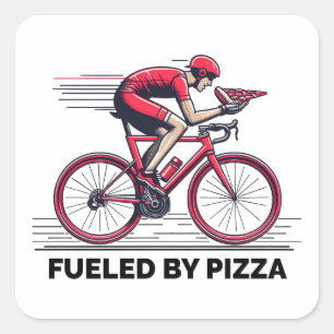 Aangewakkerd door Pizza Cyclist Vierkante Sticker