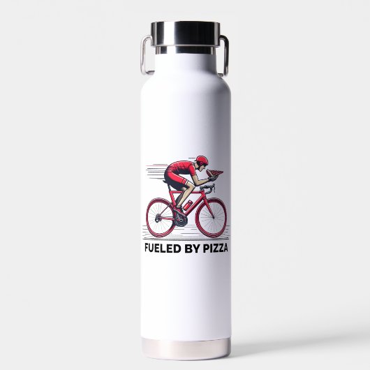 Aangewakkerd door Pizza Cyclist Waterfles (Voorkant)