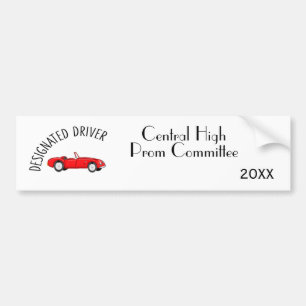 Aangewezen bestuurder Rode en Witte Bumpersticker
