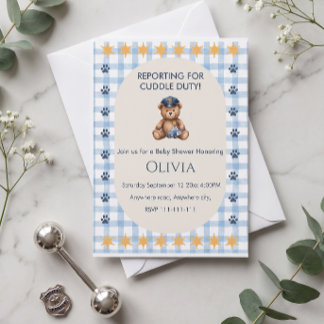 Aangifte voor Knuffeldienst Politie Baby Shower Kaart