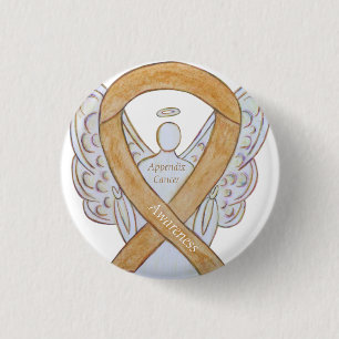 Aanhangsel Kanker Amber Awareness Ribbon Angel Pin Ronde Button 3,2 Cm