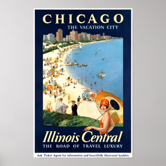 Aanhangsel van Vintage van Chicago Vacation City H Poster (Voorkant)