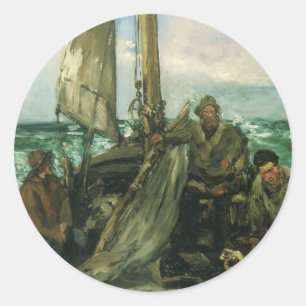 Aanhangwagens van het Zee van Edouard Manet,  kuns Ronde Sticker