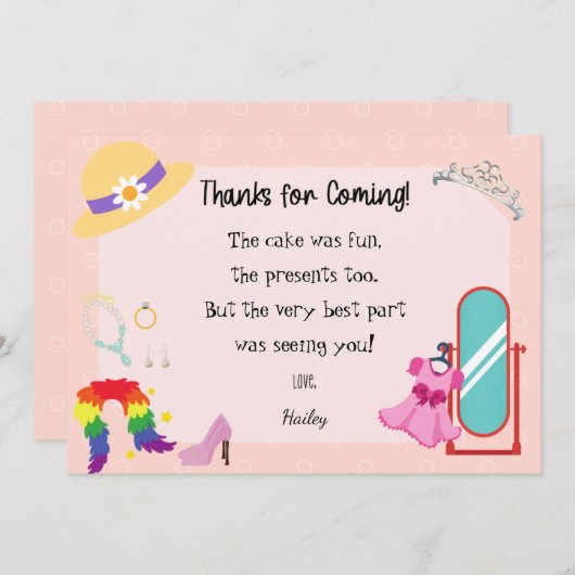 Aankleden Mode Dank u kaart (Voorkant / Achterkant)