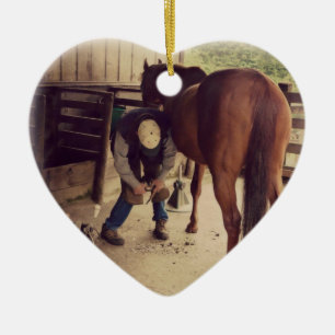 Aankomst - Mooie foto-hoeffoto van paarden - Trim Keramisch Ornament