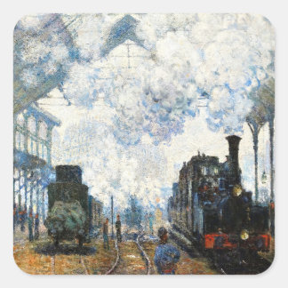 Aankomst van de Normandy Train (1877) Claude Monet Vierkante Sticker