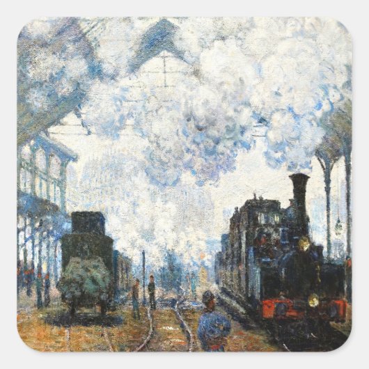 Aankomst van de Normandy Train (1877) Claude Monet Vierkante Sticker (Voorkant)