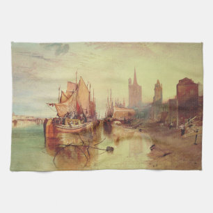 Aankomst van een pakketboot door Joseph Turner Theedoek