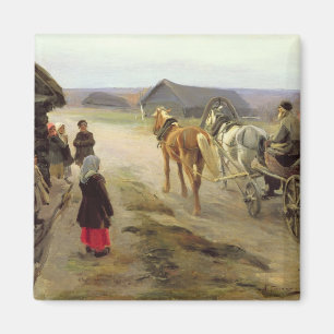 Aankomst van een school-mistress in het land magneet