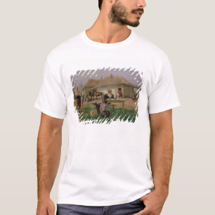 Aankomst van een schoolmeesteres in de t-shirt