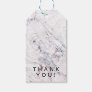 Aankomst van Roos White & Grey Marble Swirl Chic P Cadeaulabel