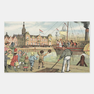 Aankomst van Sinterklaas Dutch St. Nick  Rechthoekige Sticker