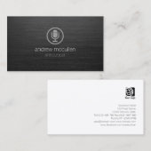 Aankondiger Microfoon Icoon Donker Geborsteld Meta Visitekaartje (Voorkant / Achterkant)