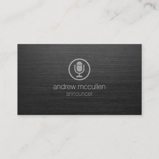 Aankondiger Microfoon Icoon Donker Geborsteld Meta Visitekaartje (Voorkant)