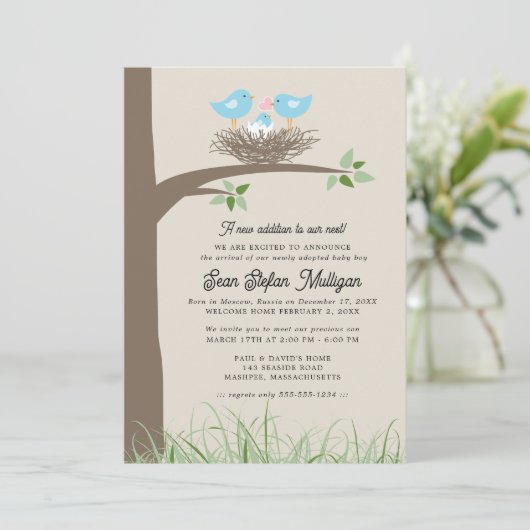 Aankondiging adoptie Baby Bird's Nest (Staand voorkant)