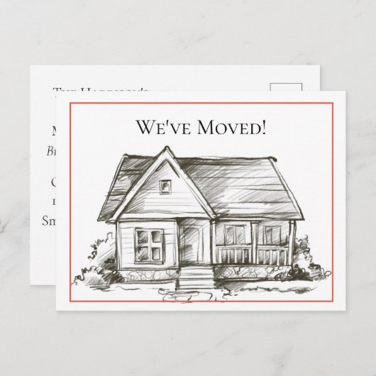 Aankondiging adreswijziging zwart-wit huis (Voorkant / Achterkant)