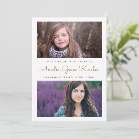 Aankondiging Afstuderen Aangepaste kleur Floral (Staand voorkant)