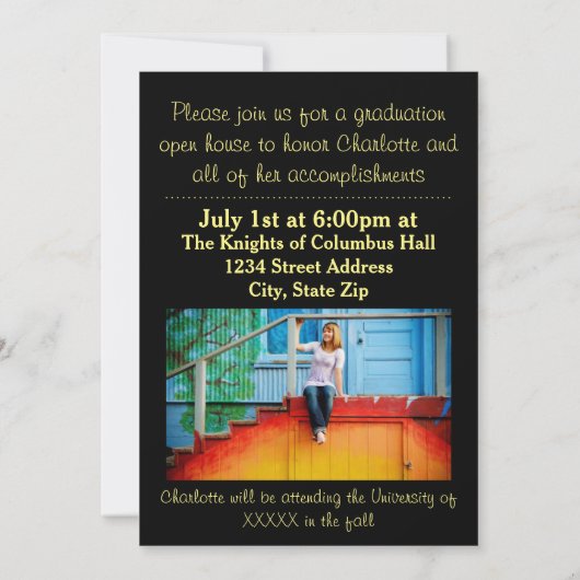 Aankondiging Afstuderen acht/negen foto's - zwart (Achterkant)