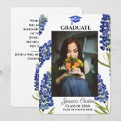 Aankondiging Afstuderen Bluebonnets Floral Texas (Voorkant / Achterkant)