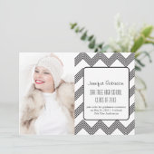 Aankondiging Afstuderen Chic Chevron Zigzag (Staand voorkant)