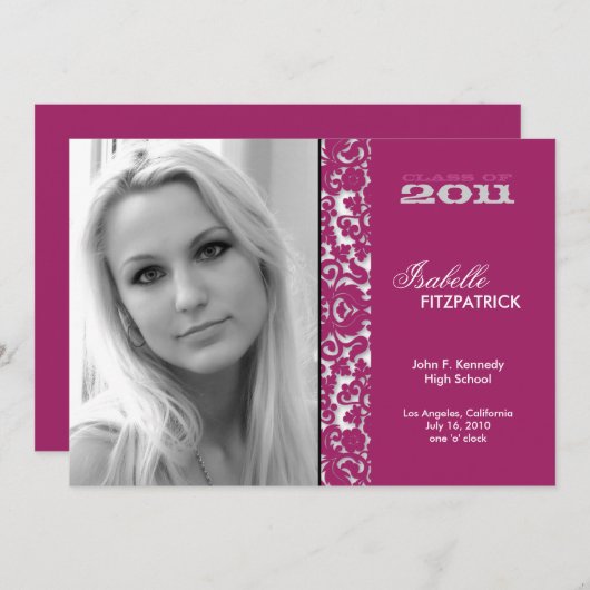 Aankondiging Afstuderen dramatic Damask 2011 (Voorkant / Achterkant)