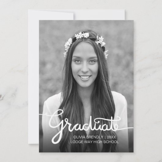 Aankondiging Afstuderen Elegant modern script (Voorkant)