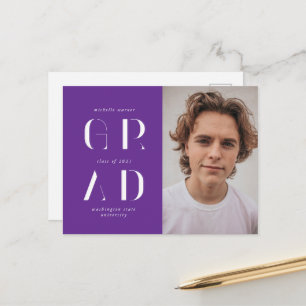 Aankondiging Afstuderen Elegant modern script Briefkaart
