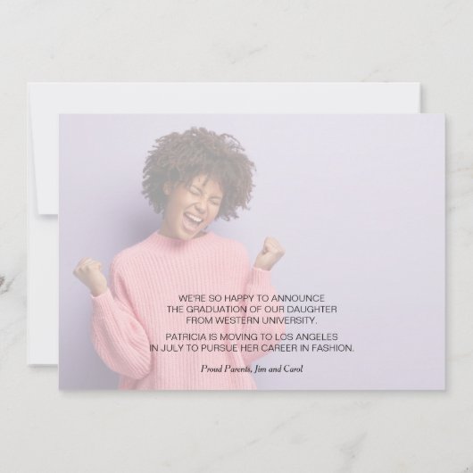 Aankondiging afstuderen foto (Achterkant)