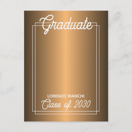 Aankondiging Afstuderen Glossy Faux Red Copper Briefkaart (Voorkant)