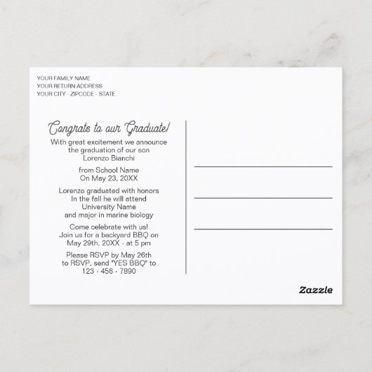 Aankondiging Afstuderen Glossy Faux Red Copper Briefkaart (Achterkant)