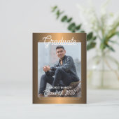 Aankondiging Afstuderen Glossy Faux Red Copper Briefkaart (Staand voorkant)