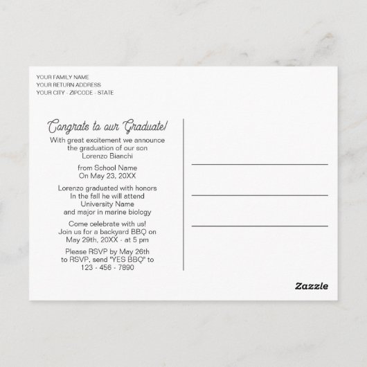 Aankondiging Afstuderen Glossy Faux Red Copper Briefkaart (Achterkant)