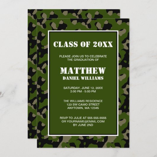 Aankondiging Afstuderen Groene en Zwarte Camo (Voorkant / Achterkant)