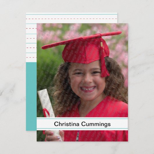 Aankondiging Afstuderen Kindergarten Stripes (Voorkant / Achterkant)