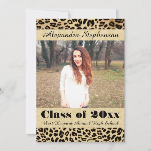 Aankondiging Afstuderen Leopard Skin Photo (Voorkant)