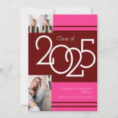 Aankondiging Afstuderen Maroon Pink School Colors (Voorkant)