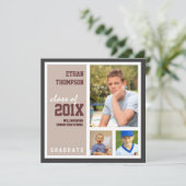 Aankondiging afstuderen met 3 foto's Tan Brown (Staand voorkant)