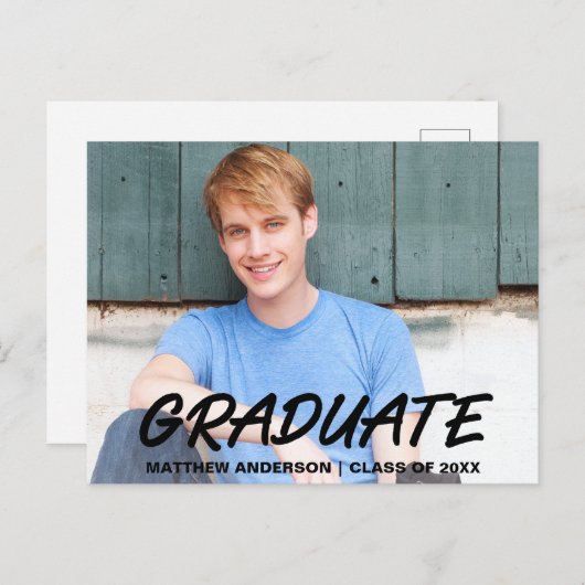 Aankondiging Afstuderen Modern Cool Foto (Voorkant / Achterkant)